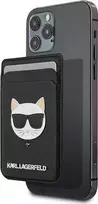 Dėklas Karl Lagerfeld Kieszeń na karty KLWMSCHSFBK Wallet Card Slot Saffiano Choupette Head MagSafe juoda/juodas