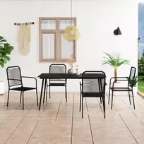 Lauko baldų komplektas Sodo valgomojo komplektas, 5 dalių, juodas, virvė ir plienas