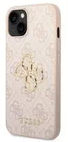 Guess PU 4G Metal Logo dėklas skirtas Apple iPhone 14 rožinės spalvos