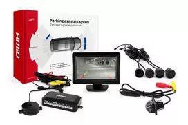 Amio Parkavimo pagalbos sistema TFT01 4,3" su HD-305 LED kamera, 4 juodi jutikliai 28 mm