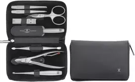 Zwilling Twinox Travel Set - Juodas Leather Case, 8 Pieces - Juodas