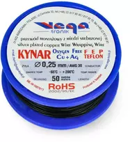 Vega Tronik Kynar sidabro dengtas vario surinkimo kabelis - 0.25 mm / AWG 30 - juodas - 50 m