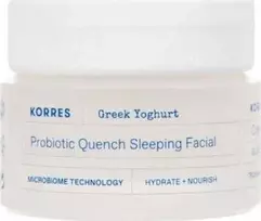 Korres graikiškas jogurtas Probiotic Quench Sleeping Facial Facial Night Skin Kreminis