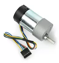 6.3: 1 pavaros variklis 37Dx65L 24 V 1600RPM + CPR 64 enkoderis - Pololu 4698