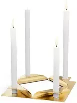 Žvakių laikiklių rinkinys HOFATS SQUARE CANDLE Auksinis, 4 vnt.