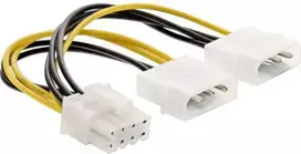 Inline Molex x2 – PCIE 8 kontaktų, 0,15 m, Geltona (26628C)
