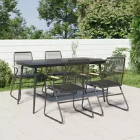 Lauko baldų komplektas Sodo valgomojo komplektas, 5 dalių, juodas, PVC ratanas