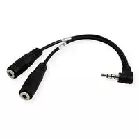 Roline Garso slopinimas, 3,5 mm lizdas M 4 kontaktų - 2 x 3,5 mm lizdas F, 0,2 m, stereo, juodas, EOL