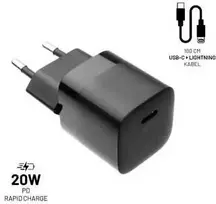 Fixed FIKSUOTAS USB-C įkroviklis 20W + USB-C/Lightning laidas
