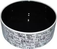 Yarro International dubenėlis keramikinė šuniui DOG balta ir-juoda 19.5x7.5 cm