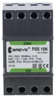 BREVE 1 fazis modulinis transformatorius PSS 16N 16VA 230/12V /montuojamas ant bėgio/ 16012-9894