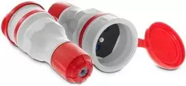 Plastrol Lizdas su hermetišku dangteliu IP54, 2P+Z, 16A, pilkas su raudona veržle