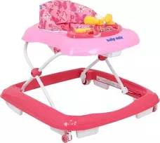 Baby Mix vaikštynė su vairu ir rožiniais silikoniniais ratukais