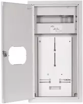 Sabaj System Sabaj Ant paviršiaus montuojama skaitiklių spintelė, 1 metro, 3 fazių elektroninė, 12 IP31 modulių už spynos ir stiklo NRL 12E ZSZ 4-285E