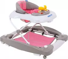 Vaikštynė su sūpynėmis ir silikoniniais ratukais Baby Mix rožinė