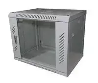 LEXI-Net 19" sieninė spinta 9U 600x450, keliamoji galia 60 kg, stiklinės durelės, išskleistos, pilkos spalvos