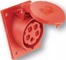 PCE Pasviręs skydo lizdas 16A 5P 400V raudonas IP44 su dėžute (415-6p)