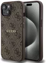 Dėklas GUESS GUHMP15SG4GFRW IPHONE 15/14/13 6.1 "BROWN / BROWN HARDCASE 4G COLLECTION LEATHER METAL LOGO MAGSAFE