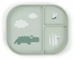 Done by Deer neslystanti lėkštė su skyreliais Foodie Croco Žalias