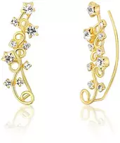 Jwl Luxury Pearls Gražūs auksiniu dengti ilgi auskarai su kristalais JL0740