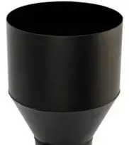 Kierulff MB Juodas dūmtraukio vamzdis 80 mm Perėjimas - perėjimas į 150 mm plieninį kaminą. Keraminė tarpinė.