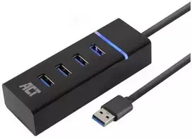 ACT AC6300 Sąsajos šakotuvas USB 3.2 Gen 1 (3.1 Gen 1) Type-A 5000Mbit/s Juodas (AC6300)