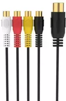 Sinox 5 kontaktų DIN į 4 Phono kabelis. 0,2 m. Juodas.