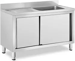 Royal Catering Vieno dubenėlio kriauklė su stumdomų durų spintele, dešinė, 120 x 60 x 95 cm