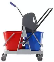 Chemo Plastic dviejų kibirų valytojos vežimėlis, 2x17L - su sieteliu