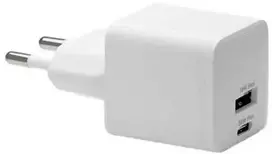dbramante1928 - Įkrovimas - Sieninis įkroviklis GaN - USB-C+USB-A 30W+18W EU - Baltas
