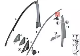 BMW Sandarinimas B Stulpelis Virsutinis Kairysis 7 F01 F02 F04 Originalus 51337248687