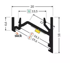 LED juostos kampinis profilis CORNER12.v2, baltas, 3m