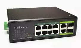 Extra Digital Industrinis PoE šakotuvas 100Mbps 8portų+2G uplink RJ45 arba SFP portai, -40 °C, IEEE802.3af/at