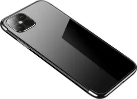 Hurtel Clear Color Gel TPU Electroplating frame Samsung Galaxy A22 4G dėklas telefonui juodos spalvos