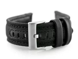 Pacific W34 leather watch strap - PREMIUM - juodas/juodas - 20mm