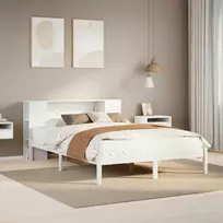 Lova su knygų spinta be čiužinio, balta, 120x200cm, pušis