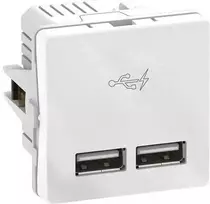LK LAURITZ KNUDSEN USB maitinimo šaltinio 1 modulis skirtas įkrauti ir maitinti AP1 įrenginius, kurie maitinami per A tipo USB, maks. 2,1 A arba 2 x 1,05 A.