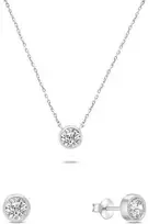Brilio Silver Elegantiškas sidabrinių papuošalų rinkinys su cirkoniais SET220W (vėrinys, auskarai)