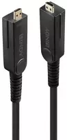 „Lindy“ 100 m ilgio šviesolaidinis hibridinis „Micro-HDMI 18G“ kabelis su nuimamomis HDMI ir DVI jungtimis, 100 m, HDMI D tipo (mikro), HDMI D tipo (mikro), 18Gbit/s, Juodas