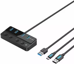 „Vention 5-in-1“ USB 3.0 šakotuvas su atskirais maitinimo jungikliais