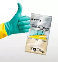 Santex Bicolor Flocked Latex guminės latekso pirštinės - S - 12 porų
