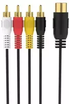 Sinox 5 kontaktų DIN į 4 Phono kabelis. 1 m. Juodas.