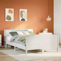 Lova su knygų spinta be čiužinio, balta, 120x190cm, pušis