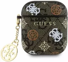 Guess PU 4G Peony Charm Apple AirPods 1/2 dėklas jūsų ausinėms rudos spalvos