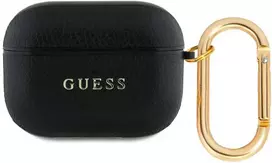 Guess PU Grained Classic Logo Apple AirPods Pro dėklas jūsų ausinėms juodos spalvos