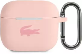 Lacoste Liquid Silicone Glossy Printing Logo dėklas skirtas Apple AirPods 3 rožinės spalvos