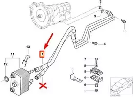 BMW X5 E53 3.0d transmisijos alyvos aušintuvo vamzdelio srauto žarnelė Originali 17227788268