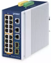 Šakotuvas Switch Planet PLANET IP30 Industrial L2/L4 16-Port Zarządzany L2/L4 Gigabit Ethernet (10/100/1000) Obsługa PoE Aliuminio, Mėlyna