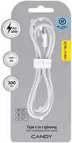 Oem Baltas pintas laidas Candy – Type C į Lightning – PD 20W 2,4A 3 metrai (CCA-CL24W30), baltos spalvos