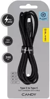 Oem Juoda pintos virvutės laidas Candy – Type C į Type C – PD 60W 3A, 2 metrai (CCA-CC3B20)